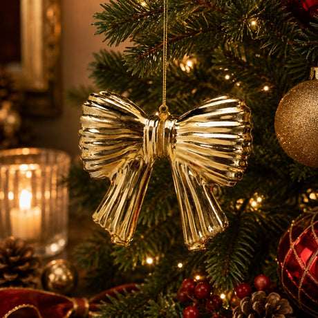 EDG Enzo De Gasperi Hanging Christmas Bow H11x13 cm Gold – Christmas Tree Decoration