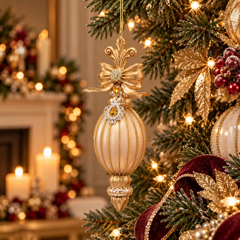 EDG Enzo De Gasperi Addobbo Fuso a Righe Gold H22 Ø7 cm – Decorazione di Natale