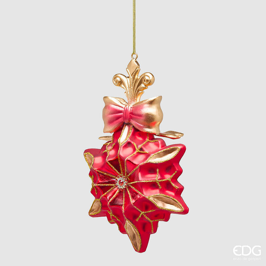 EDG Enzo De Gasperi Addobbo Stella di Natale H17,5 Ø12 cm Rosso Oro – Decorazione per Albero di Natale