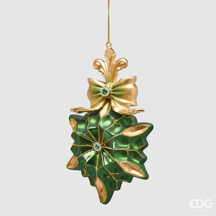 EDG Enzo De Gasperi Addobbo Stella Green Gold H17,5 Ø12 cm – Decorazione di Natale