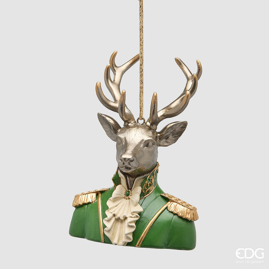 EDG Enzo De Gasperi Renna Boheme Natalizia da Appendere H14 cm Bianco Verde – Decorazione di Natale