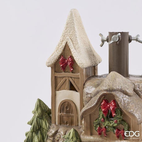 EDG Enzo De Gasperi Base Pino Casetta Bosco LED H59 Ø60 cm Marrone – Decorazione Natalizia Luminosa