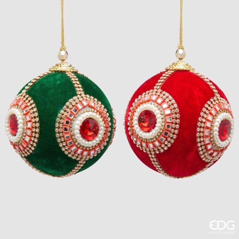 EDG Enzo De Gasperi Jewel Ball Christmas Green Red Ø10 cm – 1 Assorted Pcs