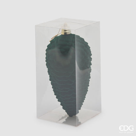 EDG Enzo De Gasperi Pine Cone in Dark Green Velvet H25 cm – Christmas Decoration