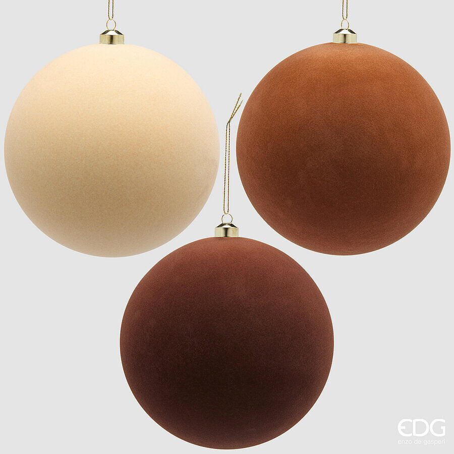 EDG Enzo De Gasperi Velvet Christmas Baubles Brown Mix Ø20 cm – Set of 3 Pcs