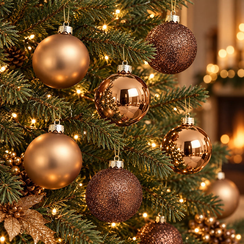 EDG Enzo De Gasperi Palline di Natale in Vetro Brown Mix diametro 6 cm - 9 pz