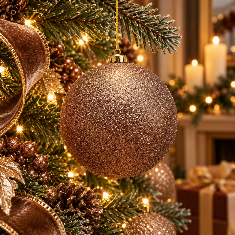 EDG Enzo De Gasperi Glitter Brown Christmas Bauble Ø15 cm – Christmas Decoration