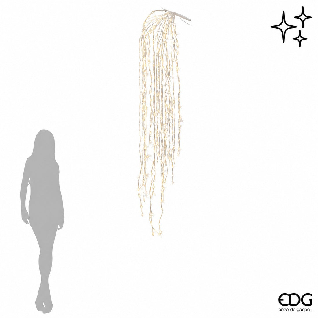 EDG Enzo De Gasperi LED Christmas Waterfall Lights, 40 Strings, 1120 Lights, 240cm Length, 10m Ivory Cable