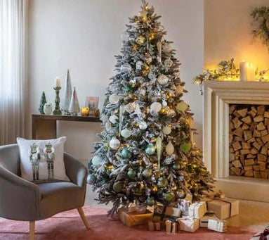 EDG Enzo De Gasperi Merano Snow-Dusted Pine Christmas Tree H 180 cm D 117 cm with 550 White Green LEDs