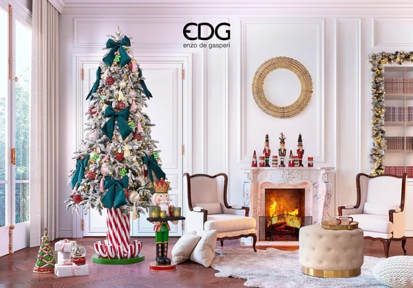 EDG Enzo De Gasperi Merano Snow-Dusted Pine Christmas Tree H 180 cm D 117 cm with 550 White Green LEDs
