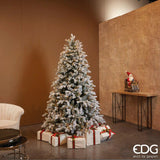 EDG Enzo De Gasperi Snow-Covered Merano Pine Christmas Tree H 210 Cm D 132 Cm with 750 White Green LEDs