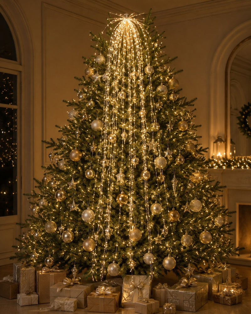 EDG Enzo De Gasperi LED Christmas Waterfall Lights, 56 Strings, 2016 Lights, 290 cm Length, 10 m Cable, Ivory