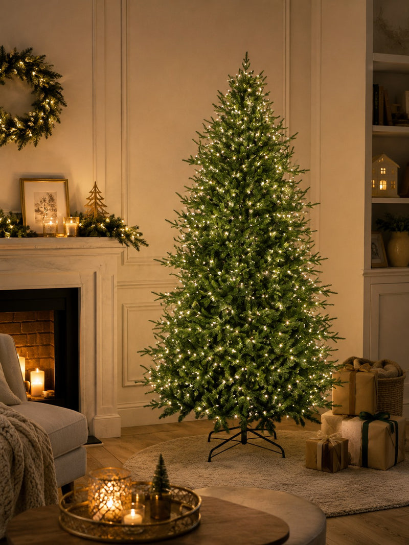 EDG Enzo De Gasperi Luxury Christmas Tree, Pine, H 270 cm, D 163 cm, with 6,000 Green LEDs