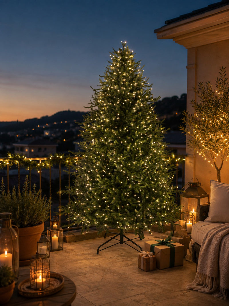 EDG Enzo De Gasperi Luxury Christmas Tree, Pine, H 300 cm, D 186 cm, with 7,000 Green LEDs