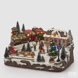 EDG Enzo De Gasperi Train Station with Led Christmas H 24 Cm 38 x 27 Cm Multicolor