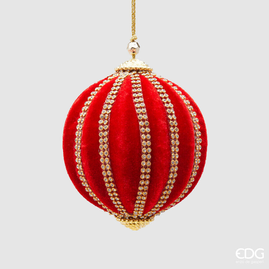EDG Enzo De Gasperi Christmas Ball Velvet Wedges D 10 Cm Red 1 Pc