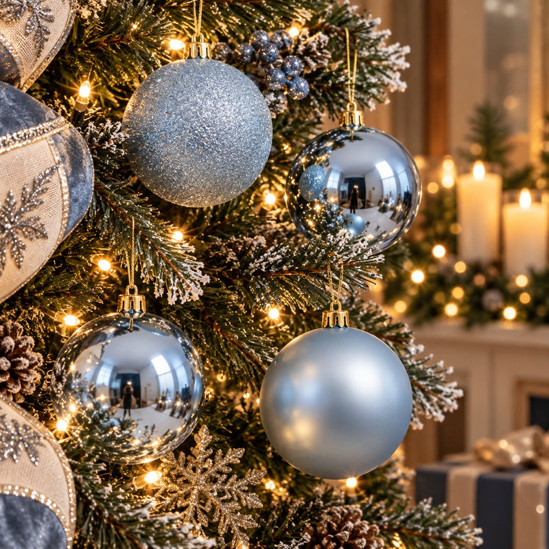 EDG Enzo De Gasperi Light Blue Christmas Baubles Ø10 cm – Set of 4 pcs