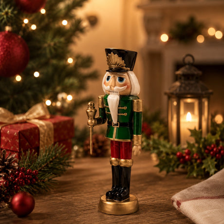 EDG Enzo De Gasperi Poly Christmas Soldier with Scepter H 26 Cm 7 x 10 Cm Green Red