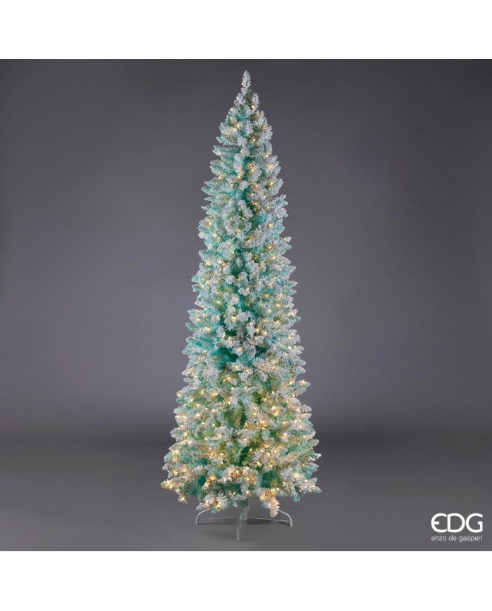 Snow-Covered Candy Pine Christmas Tree with 480 LEDs H 210 cm D 78 cm Tiffany - LAST PIECE OFFER