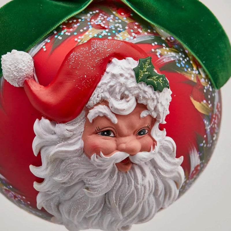 EDG Enzo De Gasperi Glass Christmas Ball Santa Neck D 12 Cm Green Red
