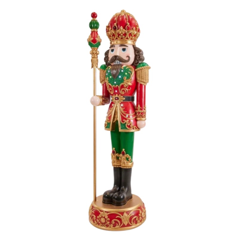 Poly Christmas Soldier with Led and Music H 184 Cm D 53 Cm Green Red, DISPLAY ITEM, COLLECTION IN STORE ONLY