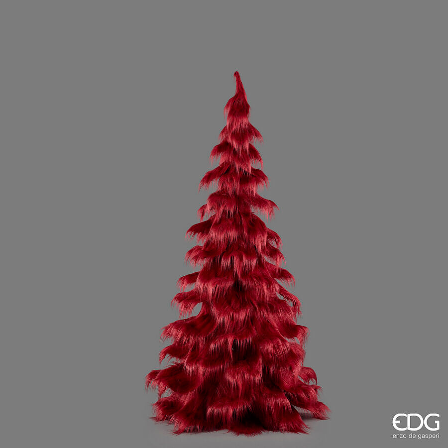 EDG Enzo De Gasperi Pino Furry Burgundy H210 Ø100 cm – Decorative Christmas Tree