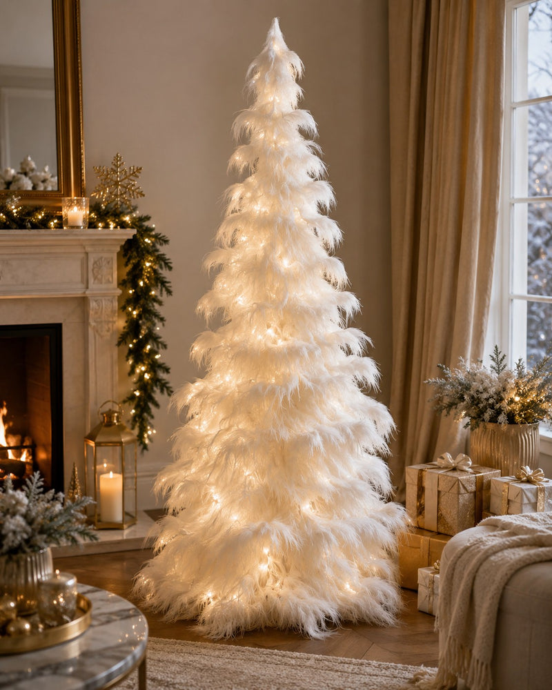 EDG Enzo De Gasperi Pino Furry White H210 Ø100 cm – Christmas Tree