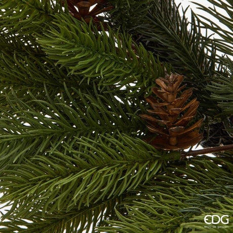 EDG Enzo De Gasperi Green Pine Wreath with Pine Cones Ø48 cm – Christmas Decoration