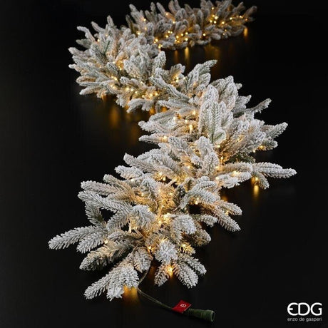 EDG Enzo De Gasperi Snowy Pine Garland Curtain 400 LED L270 cm – Illuminated Christmas Garland