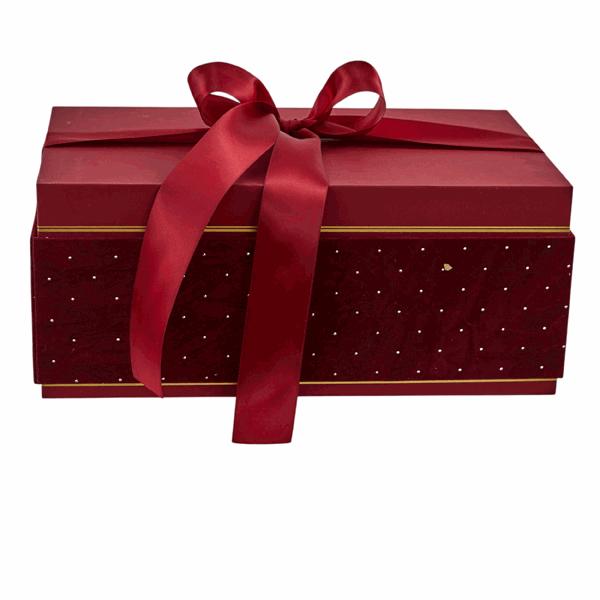 L'Arcolaio Large Rectangular Christmas Velvet Box Red 33.6x20.7x14.1 cm
