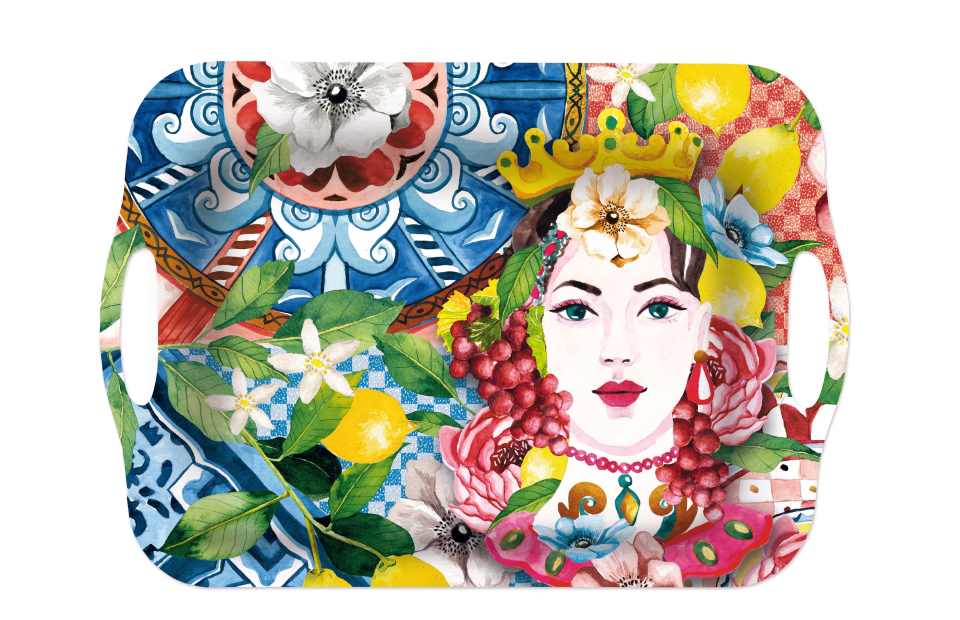 regalo italiano regalo italiano vassoio rettangolare melamina dec sicily ass h 25 cm 42 x 29 cm multicolor 1 pz ean 8021785714298