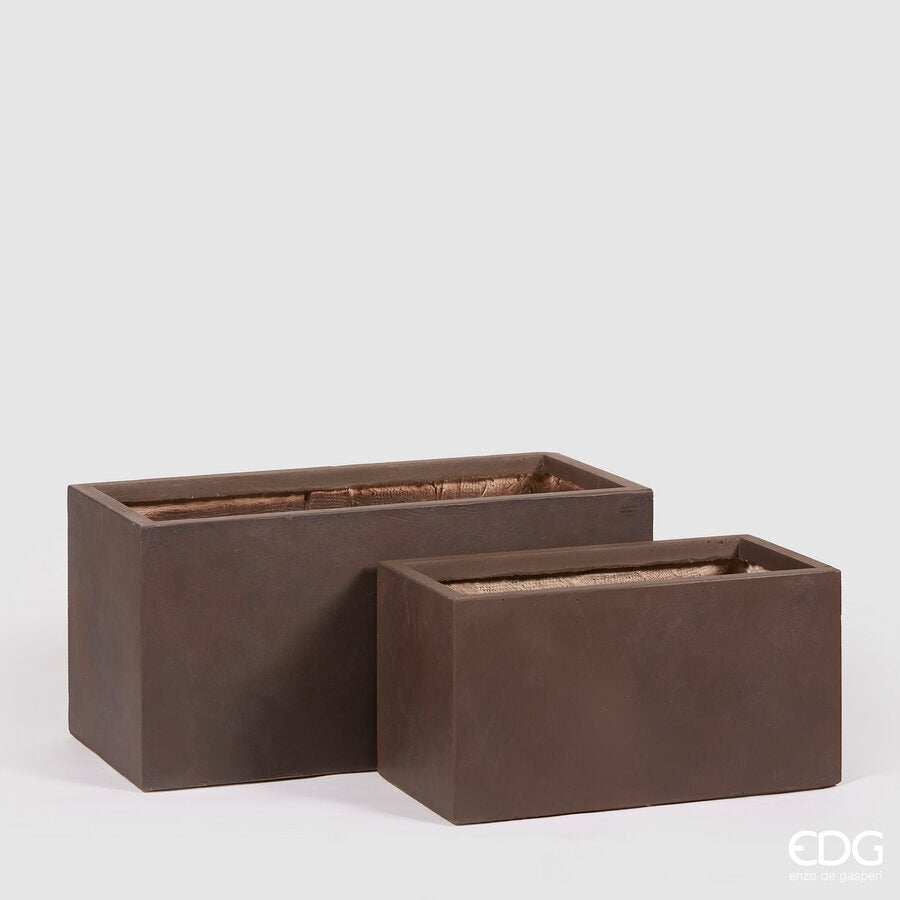 edg enzo de gasperi set 2 pz vaso resinpietra vaschetta h 38 cm h 30 light brown ean 8059824131966