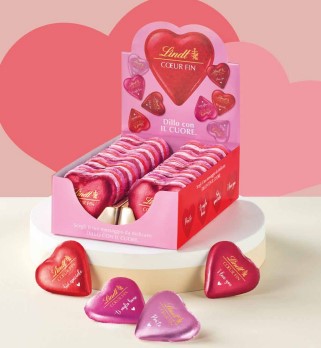 Lindt Milk Chocolate Hearts with Messages 24 Gr 1 Pc