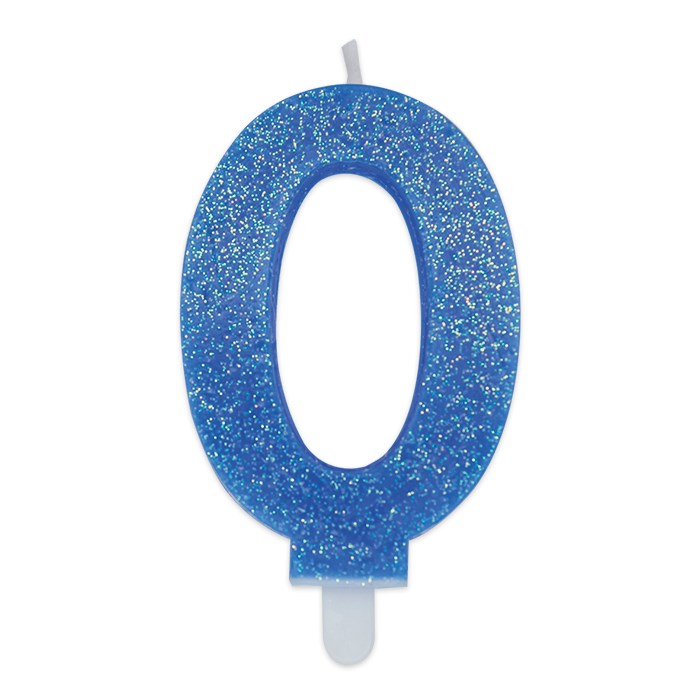 Candle Number 0 Sweety Light Blue Glitter Wax 