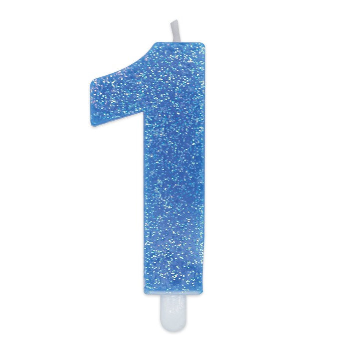 Candle Number 1 Sweety Light Blue Glitter Wax 