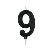 Big Party Candle Number 9 Max Wax Sweety Black Glitter