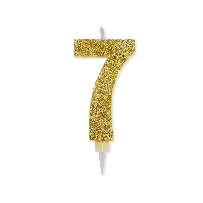 Candle Number 7 Max Sweety Wax Gold Glitter