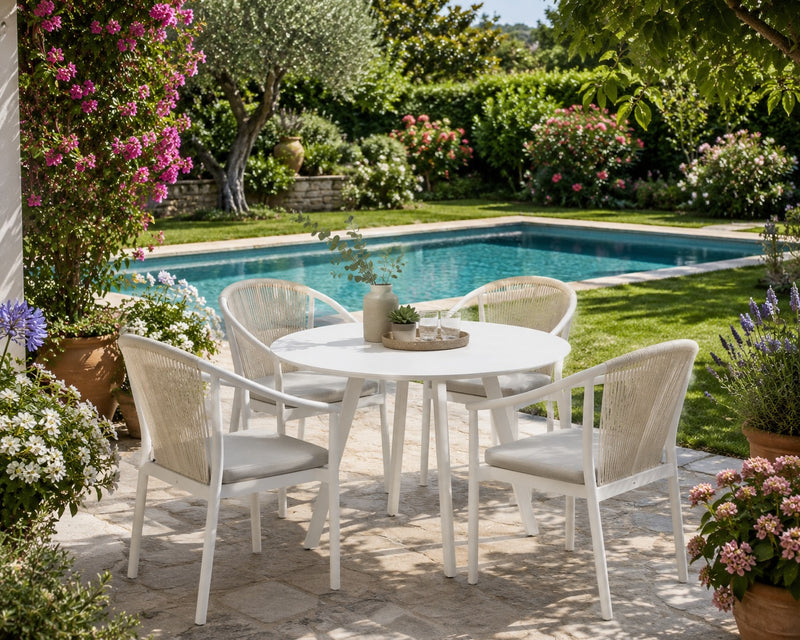 EDG Enzo De Gasperi White Round Outdoor Table in Aluminium D 100 cm H 75 cm