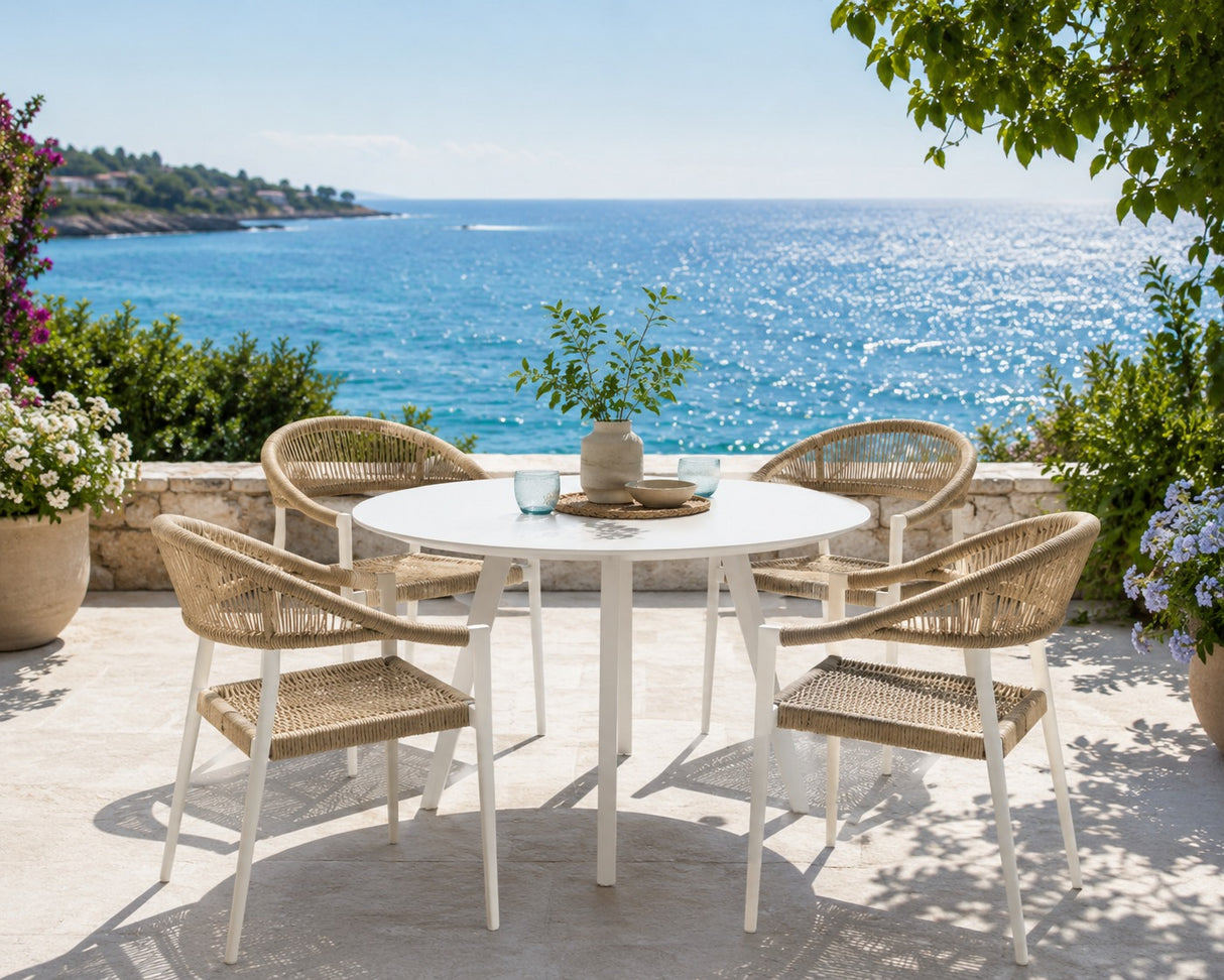 EDG Enzo De Gasperi White Round Outdoor Table in Aluminium D 100 cm H 75 cm