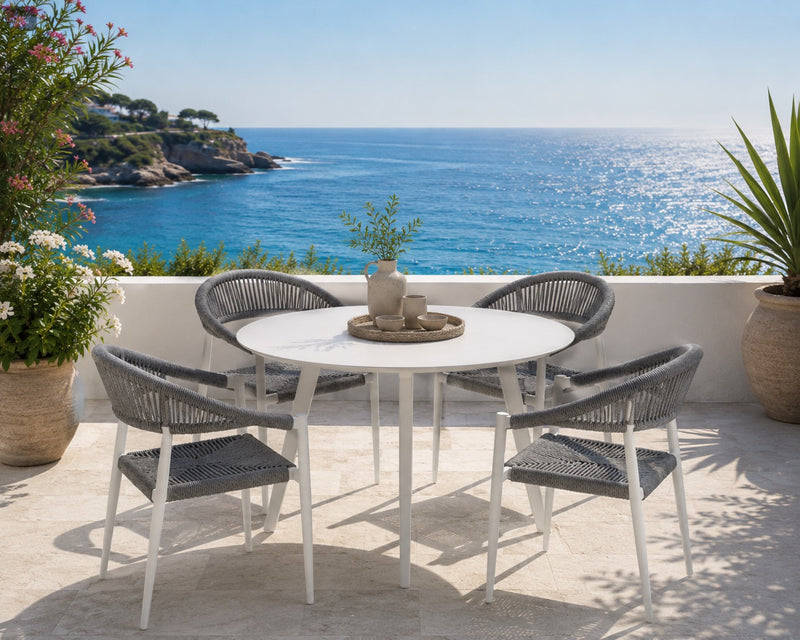 EDG Enzo De Gasperi White Round Outdoor Table in Aluminium D 100 cm H 75 cm