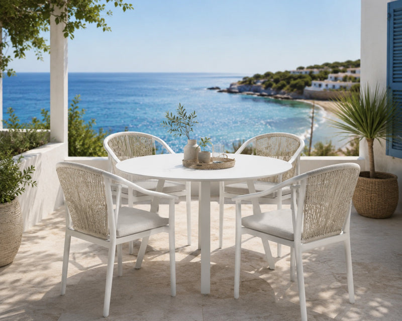 EDG Enzo De Gasperi White Round Outdoor Table in Aluminium D 100 cm H 75 cm
