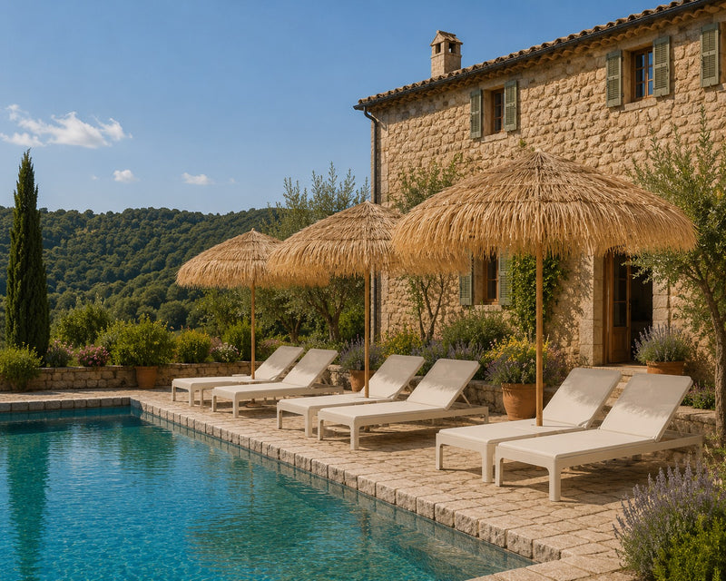 EDG Enzo De Gasperi Outdoor Umbrella in Champagne Straw Ø 200 cm H 240 cm