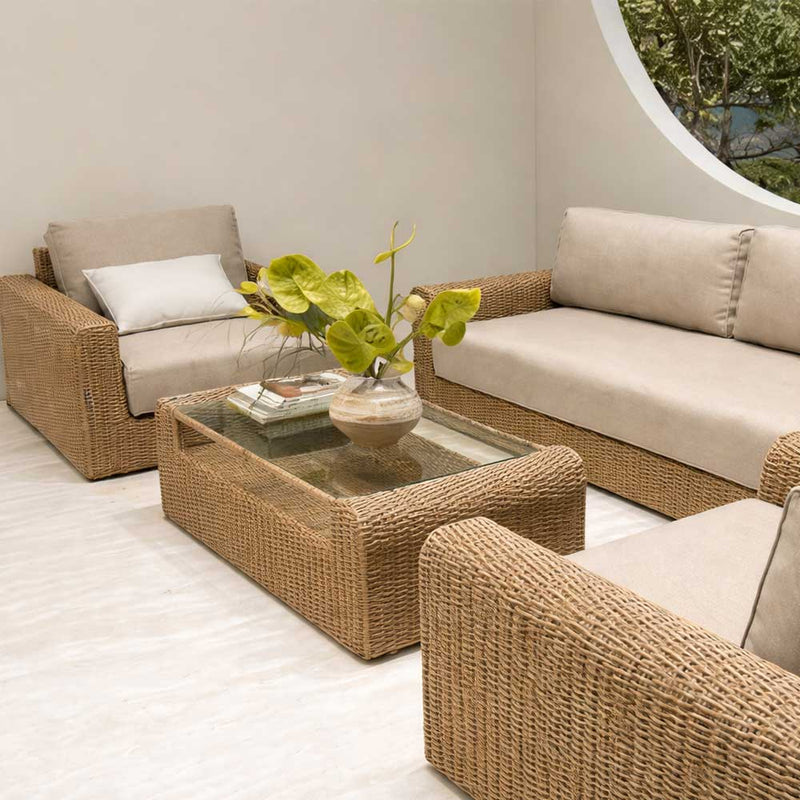 EDG Enzo De Gasperi Set Giardino Light Grey Relax Simil Rattan 4 Pezzi – 3 Divani e 1 Tavolino da Esterno