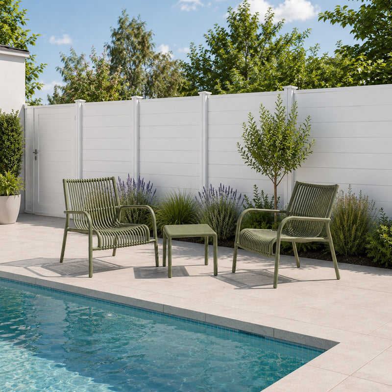 L'Arcolaio Ponza Green Garden Set: 2 Armchairs and Coffee Table UV