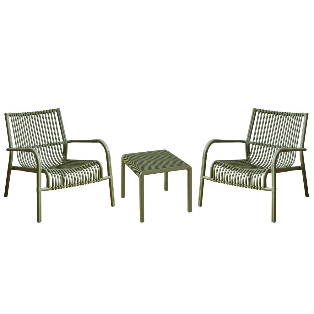 L'Arcolaio Ponza Green Garden Set: 2 Armchairs and Coffee Table UV