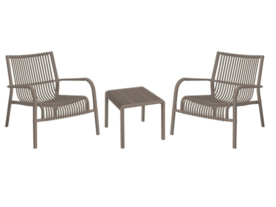 L'Arcolaio Ponza Dove Grey Garden Set: 2 Armchairs and UV Coffee Table