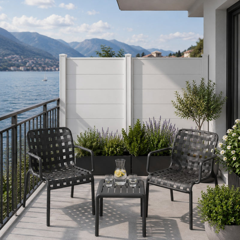 L'Arcolaio Ventotene Black Set with 2 Armchairs and Coffee Table in Polypropylene