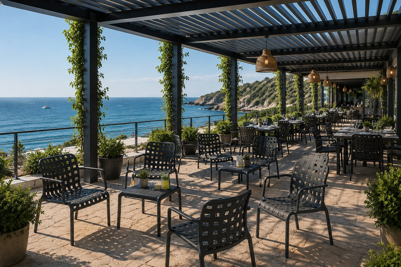 L'Arcolaio Ventotene Black Set with 2 Armchairs and Coffee Table in Polypropylene