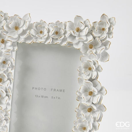 EDG Enzo De Gasperi Elleboro Rectangular Photo Frame H27x22 cm White Gold – Decorative Frame
