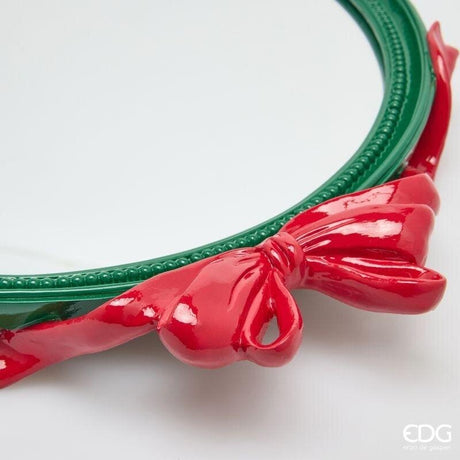 EDG Enzo De Gasperi Oval Decorative Tray with Bows 51 cm Green Red – Christmas Decoration